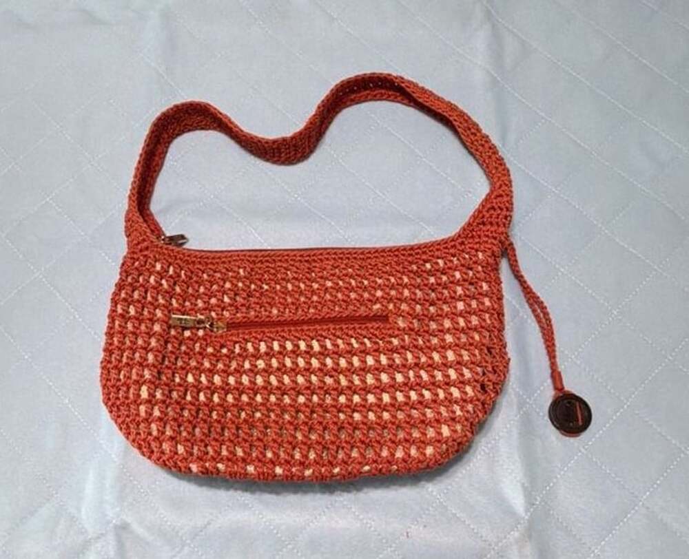The Sak Crochet Hobo Zip Shoulder Bag, Burnt Orange